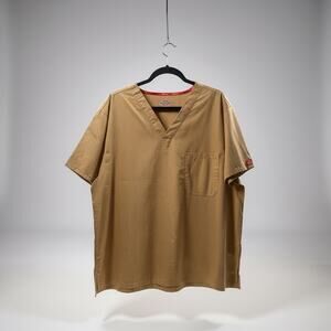 Dickies V-neck scrub top in tan Khaki Large
